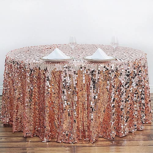 Balsacircle 120-Inch Blush Big Payette Round Xl Sequin Tablecloth Table Linens Wedding Party Events Decorations Kitchen Dining
